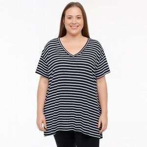 Ava & Viv Pajama Dress Black & White Stripes Size 2X